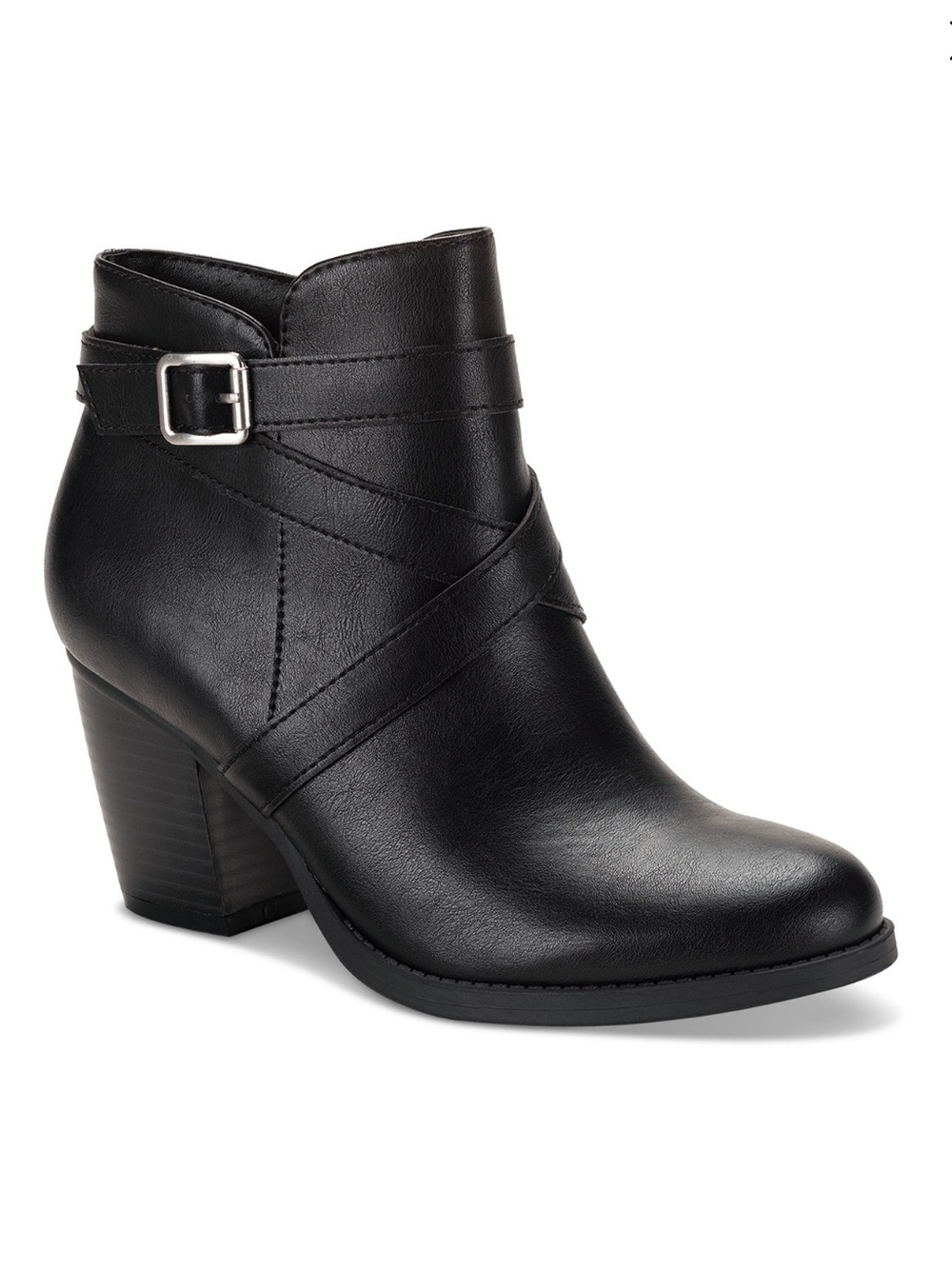 Style & Co. Black Faux-Leather Ankle Boot with Wrap Strap Size 9